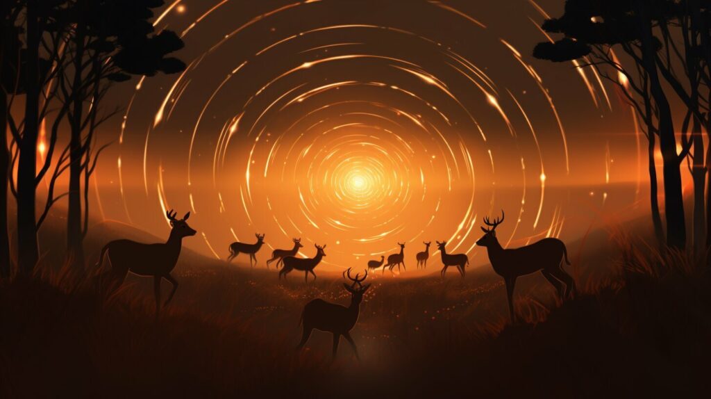 deer running in circles