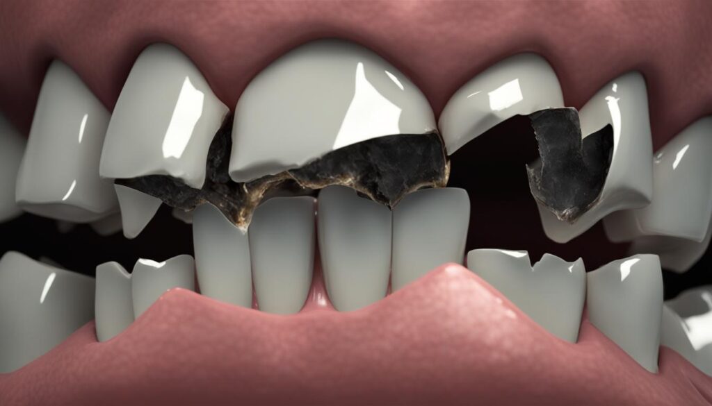 black broken teeth